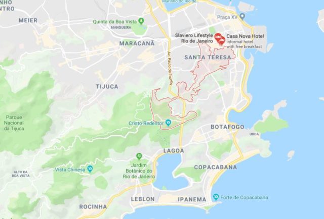 Where is Santa Teresa located on map of Rio de Janeiro
