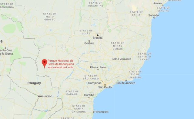 Where is Serra da Bodoquena National Park located on map of Brazil