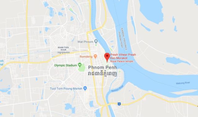 Where is Silver Pagoda located on map of Phnom Penh