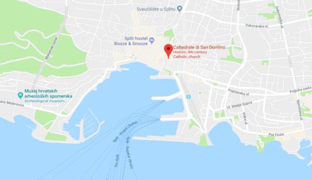 Where is St Duje's Cathedral located on map of Split