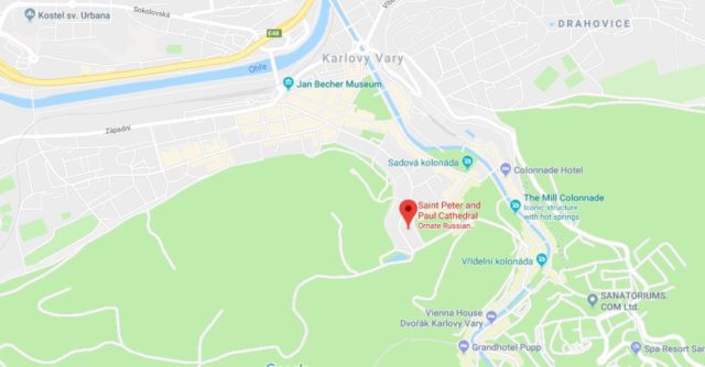 Where is St Peter and St Paul Cathedral located on map of Karlovy Vary
