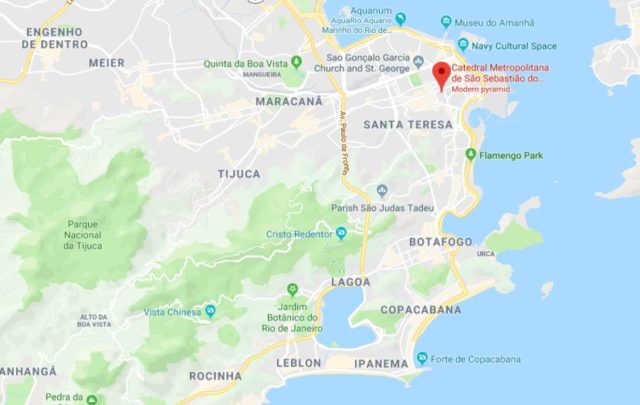 Where is The Cathedral located on map of Rio de Janeiro