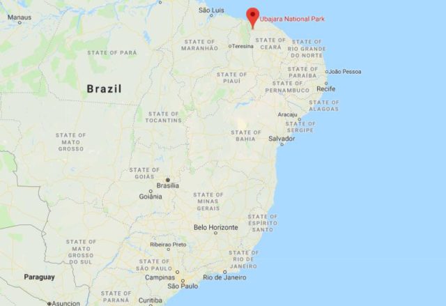 Where is Ubajara National Park located on map of Brazil