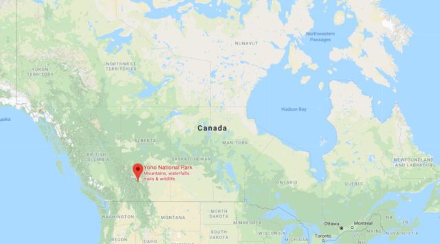 Where is Yoho National Park located on map of Canada