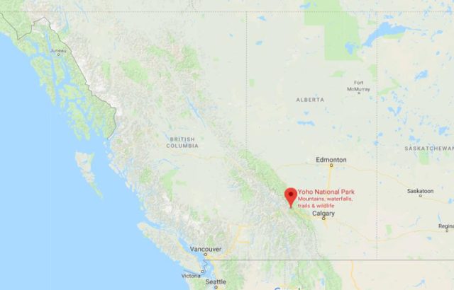 Where is Yoho National Park located on map of West Canada