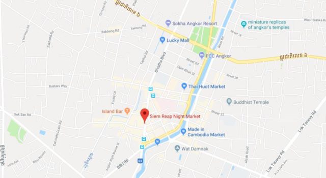 Where is the Night Market located on map of Siem Reap