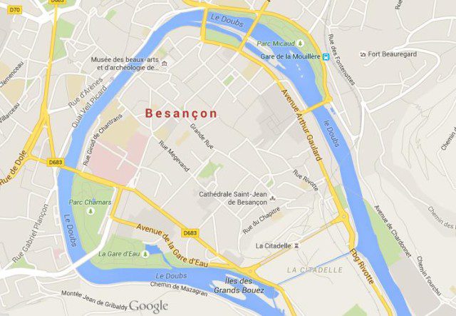 Map of Besançon France