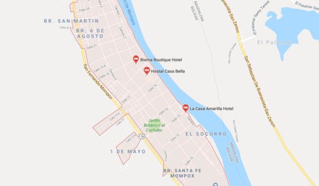 Map of Santa Cruz de Mompox Colombia