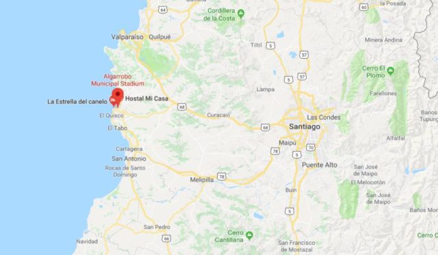 Where is Algarrobo located on map of Santiago
