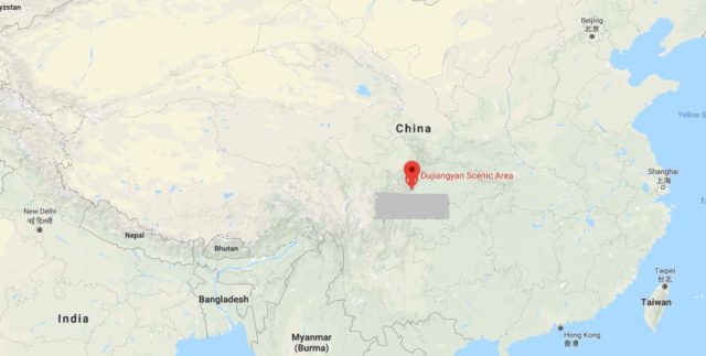 Where is Dujiangyan located on map of China