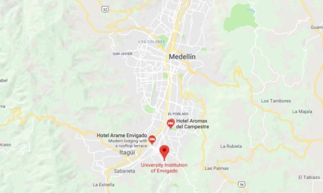 Where is Envigado located on map of Medellin