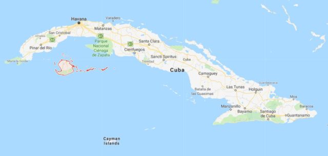 Where is Isla de la Juventud located on map of Cuba