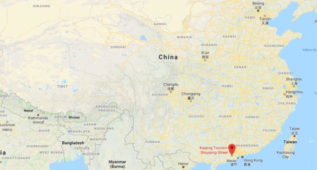 Where is Kaiping located on map of China
