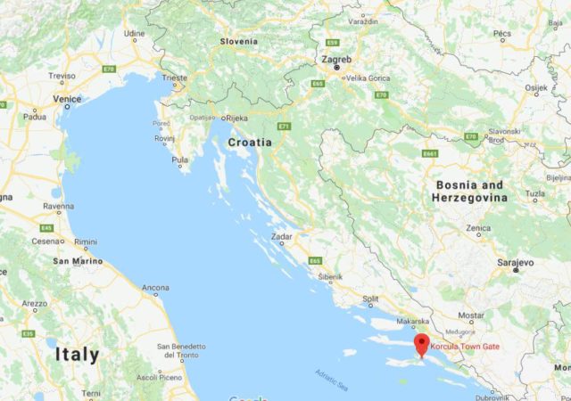 Where is Korcula Town located on map of Croatia