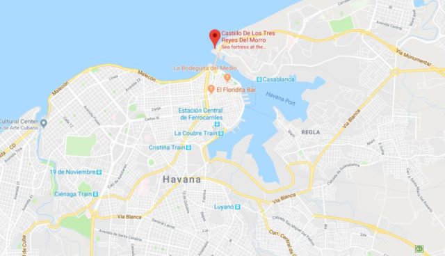 Where is Morro Castle located on map of Havana