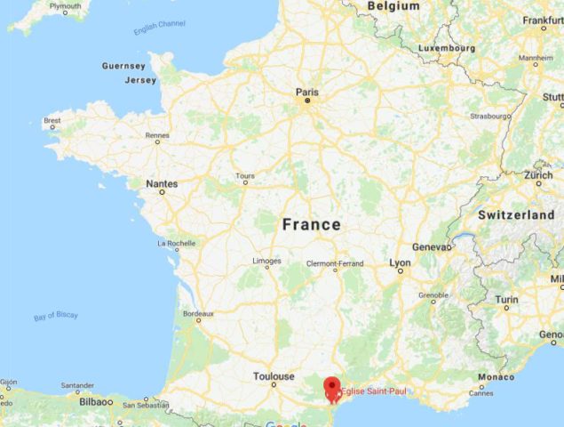 Where is Narbonne located on map of France