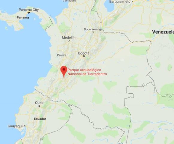 Where is National Archaeological Park of Tierradentro located on map of Colombia