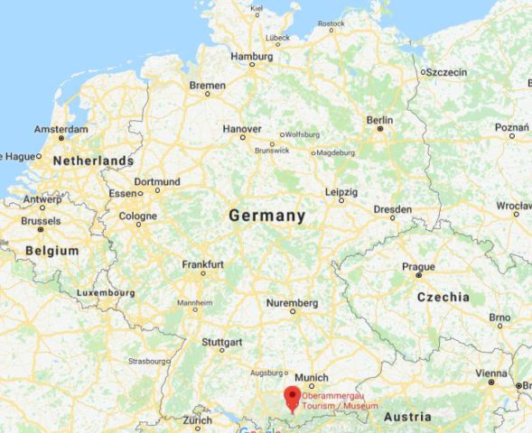 Where is Oberammergau located on map of Germany