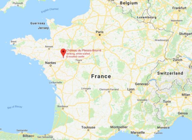 Where is Plessis Bourre Castle located on map of France