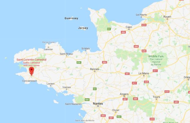 Where is Quimper located on map of Northwest of France