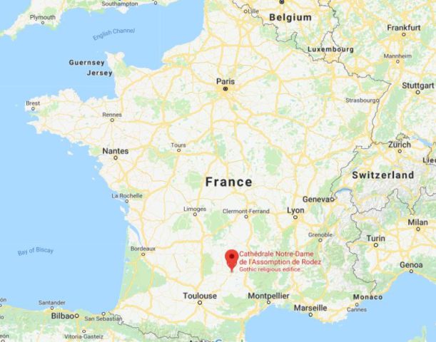Where is Rodez located on map of France