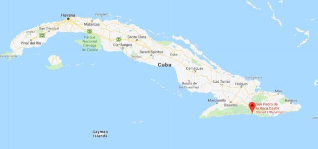 Where is San Pedro de la Roca Castle located on map of Cuba
