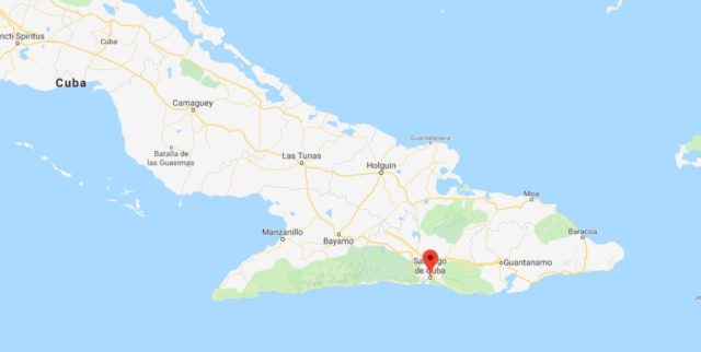 Where is Santiago located on map of South of Cuba