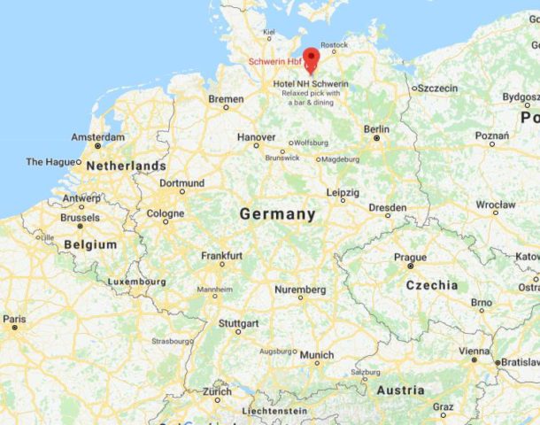 Where is Schwerin located on map of Germany