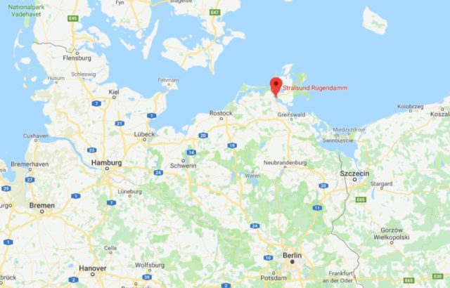 Where is Stralsund located on map of Northeast of Germany