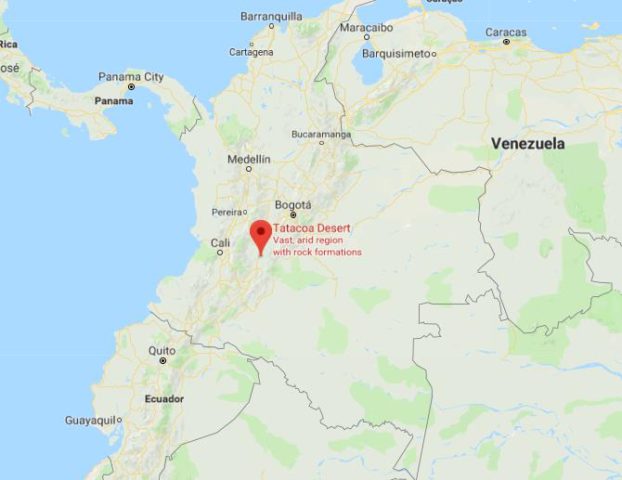 Where is Tatacoa Desert located on map of Colombia