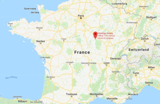 Where is Vézelay located on map of France