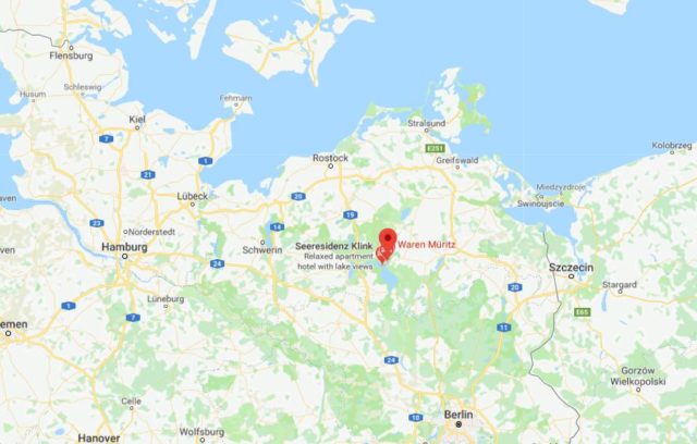 Where is Waren located on map of North of Germany