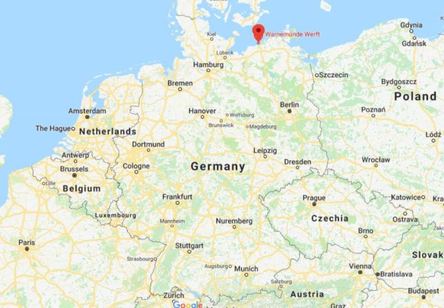 Where is Warnemunde located on map of Germany
