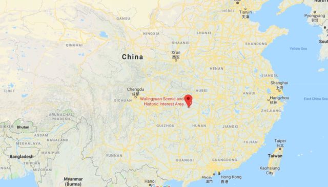 Where is Wulingyuan located on map of China