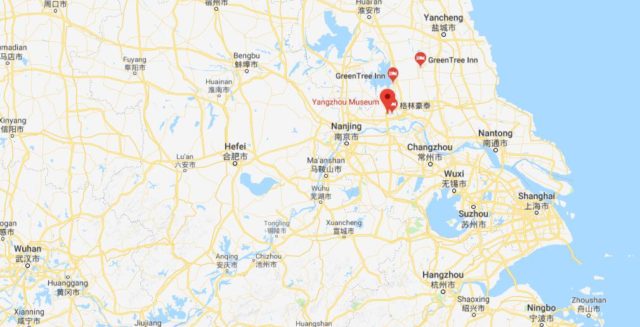Where is Yangzhou located on map of Shanghai