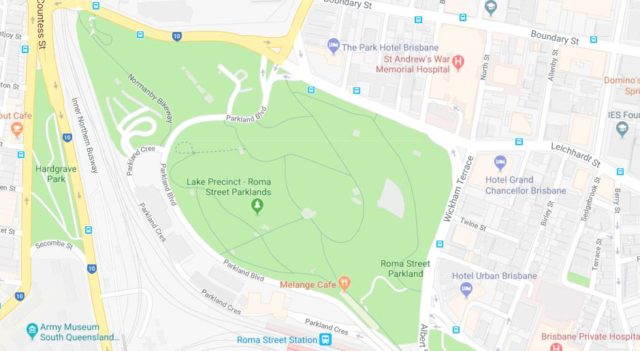 Map of Brisbane Roma Street Parkland