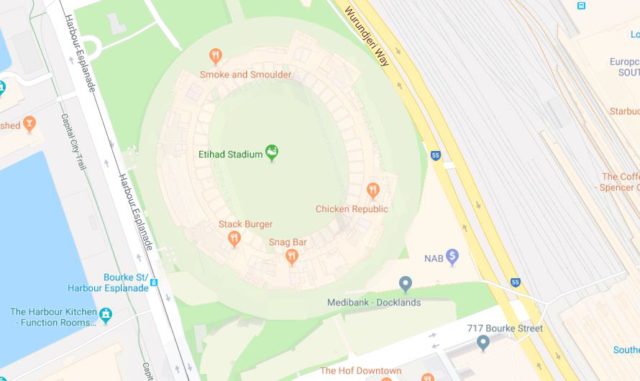 Map of Etihad Stadium Melbourne