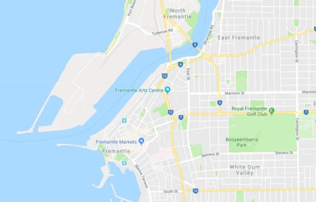 Map of Fremantle in Perth WA