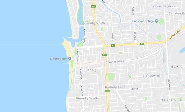Map of Glenelg Beach in Adelaide SA