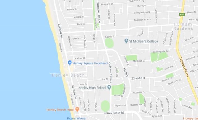 Map of Henley Beach in Adelaide SA