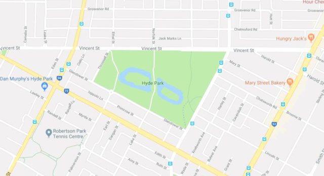 Map of Hyde Park in Perth WA