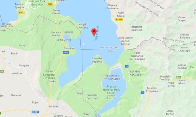 Map of Lake Prespa Greece