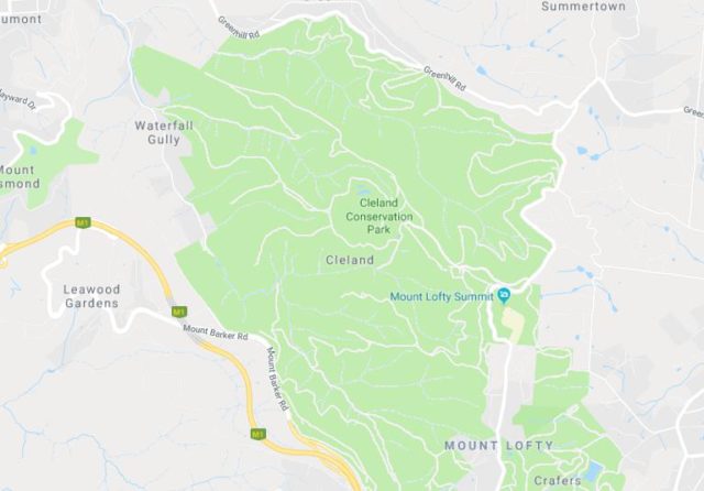 Map of Mount Lofty and Cleland Conservation Park SA