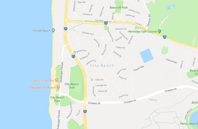 Map of Perth City Beach WA