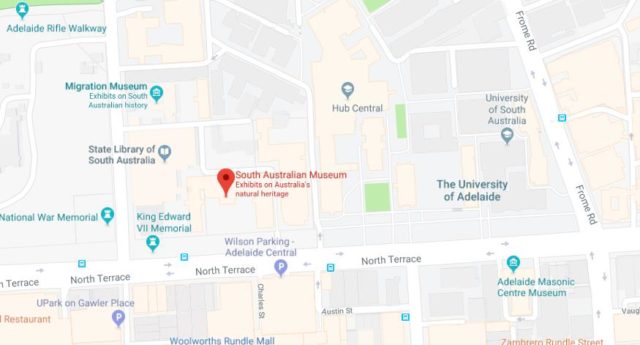 Map of South Australian Museum in Adelaide SA