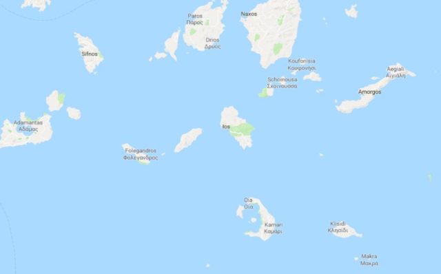 Map Of South Of Cyclades Islands 640x398 