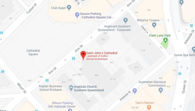 Map of St John's Cathedral in Brisbane