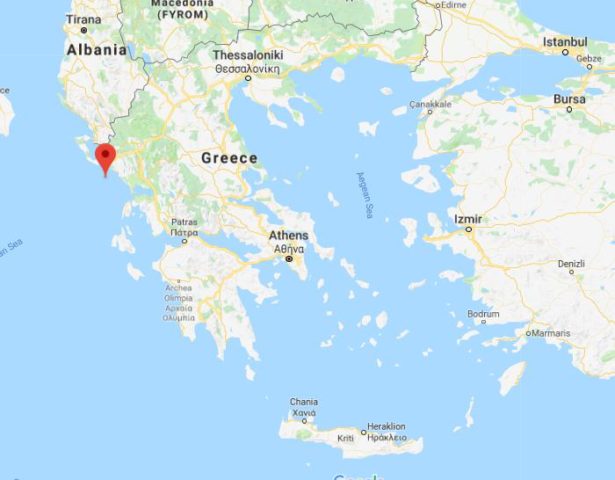 Where is Antipaxos located on map of Greece