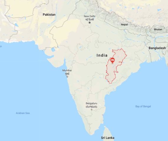 Where is Chhattisgarh located on map of India