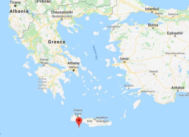 Where is Gavdos located on map of Greece